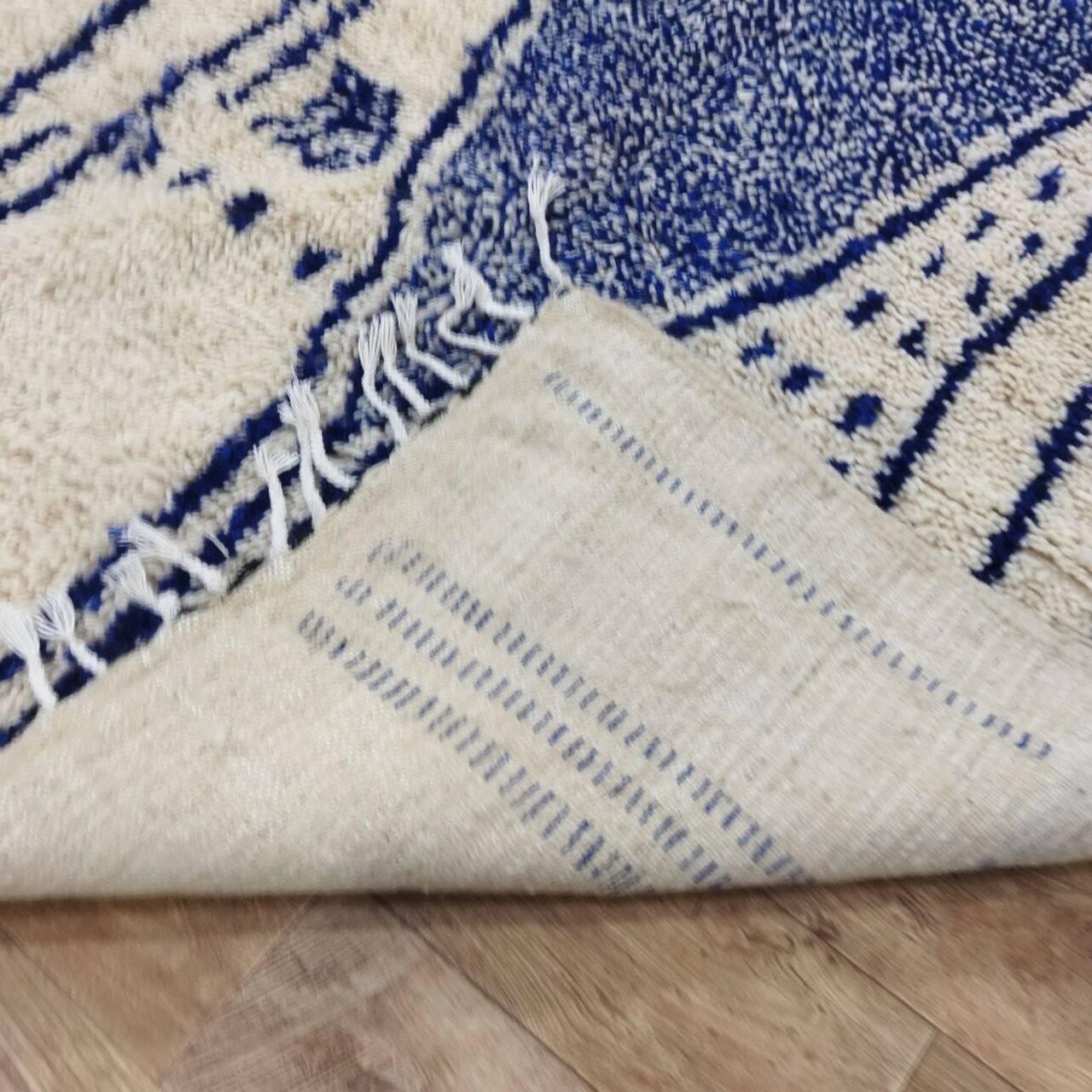 Vintage Azilal rug 264x150 cm - Blue geometric patterns