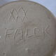 Set of 6 ice cut enamelled stoneware signed