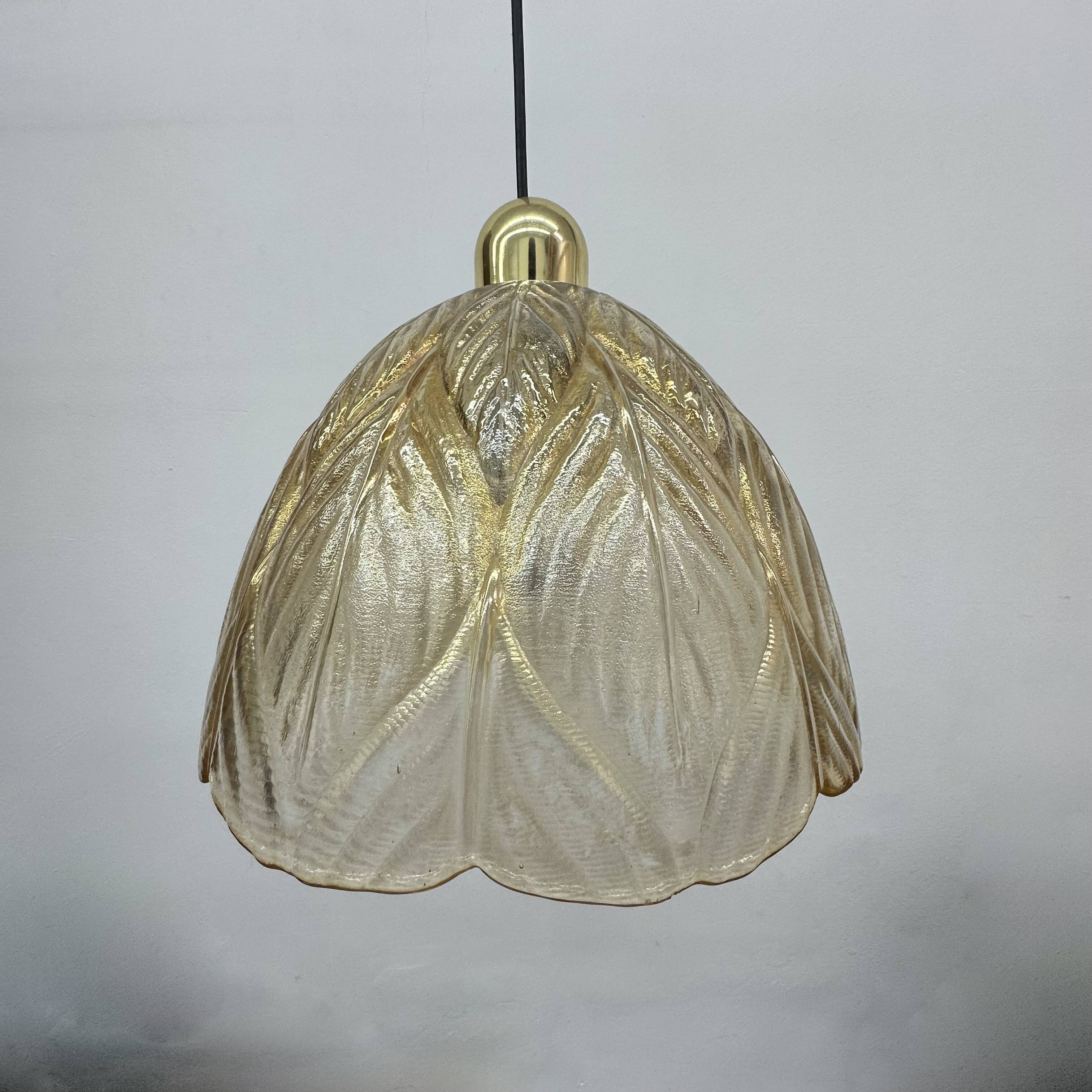 Peil & Putzer glass leaf hanging lamp , 1970’s