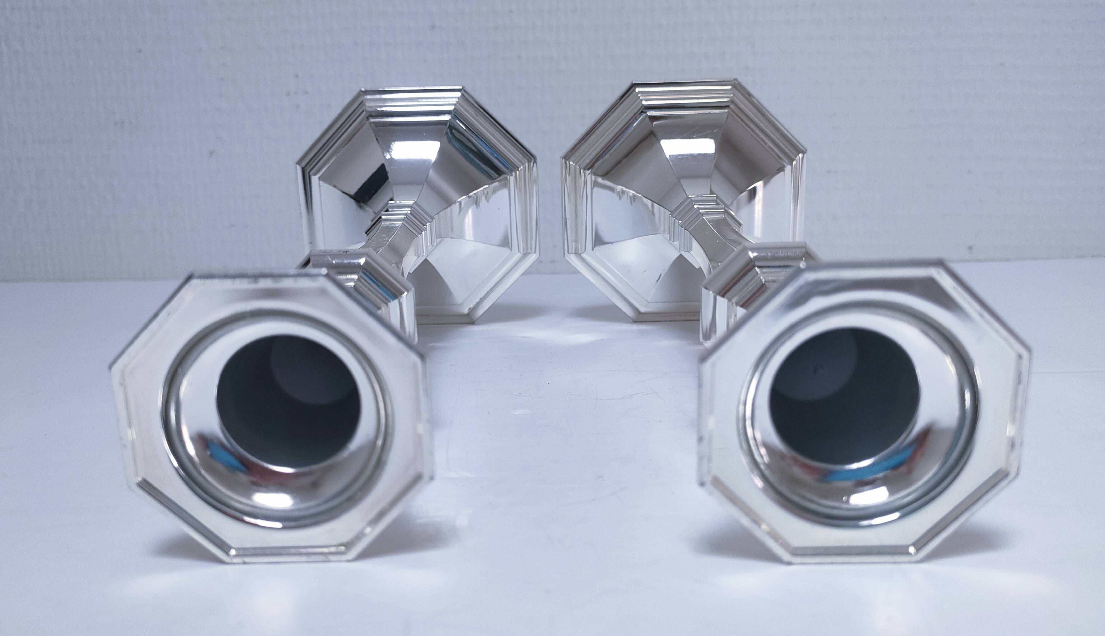 Pair of BMF candlesticks in silver-plated metal, vintage stamped