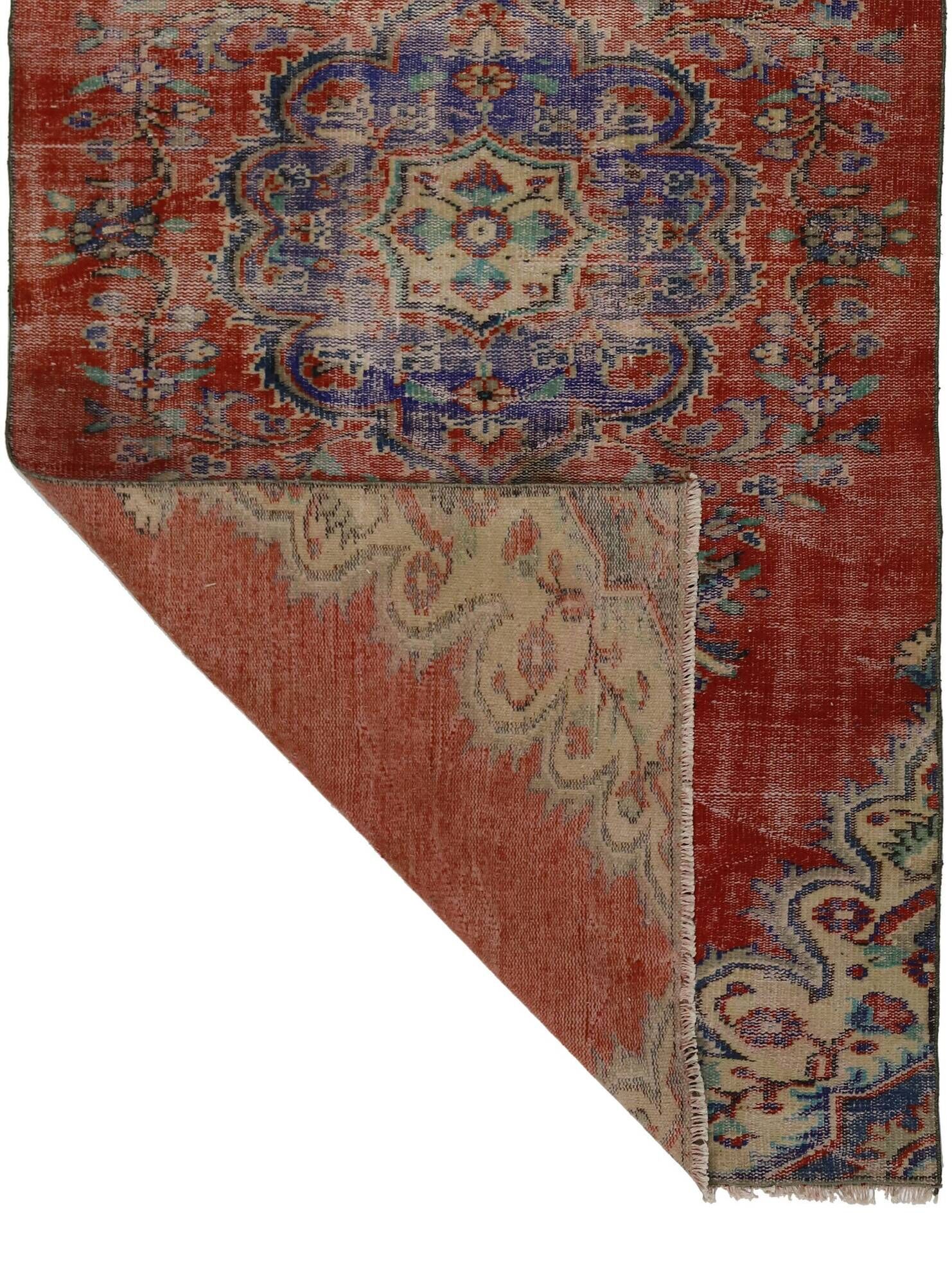 Turkish Anatolian Handmade Vintage Area Rug 246 cm x 130 cm