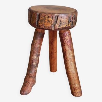 Tripod side stool solid wood Art-popular vintage