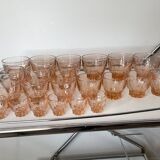Set of 22 vintage amber/rosé glasses