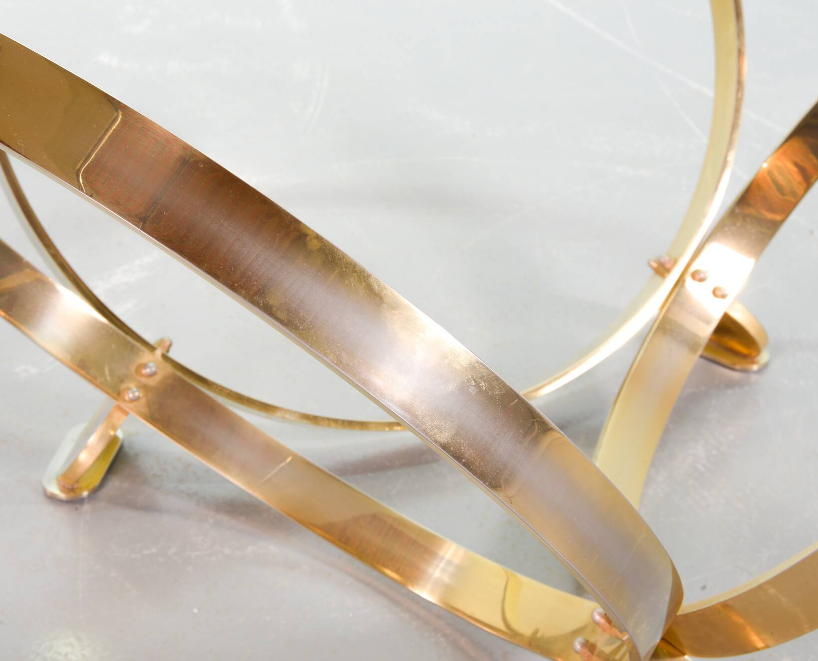 Knut Hesterberg Round Brass Coffee Table with Smoked Glass Top Germany, 70s