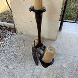 Rustic recycling wrought iron candle holder