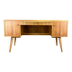 Desk with glass top, walnut, 1950s