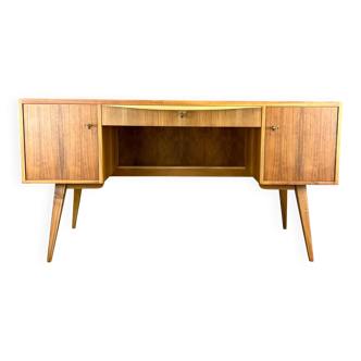 Desk with glass top, walnut, 1950s
