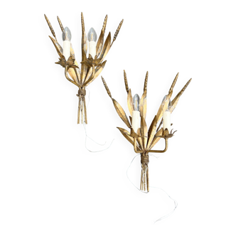 Pair of Wall Lights "Sheaf of Wheat"