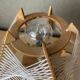Geometric wood and string-art table lamp