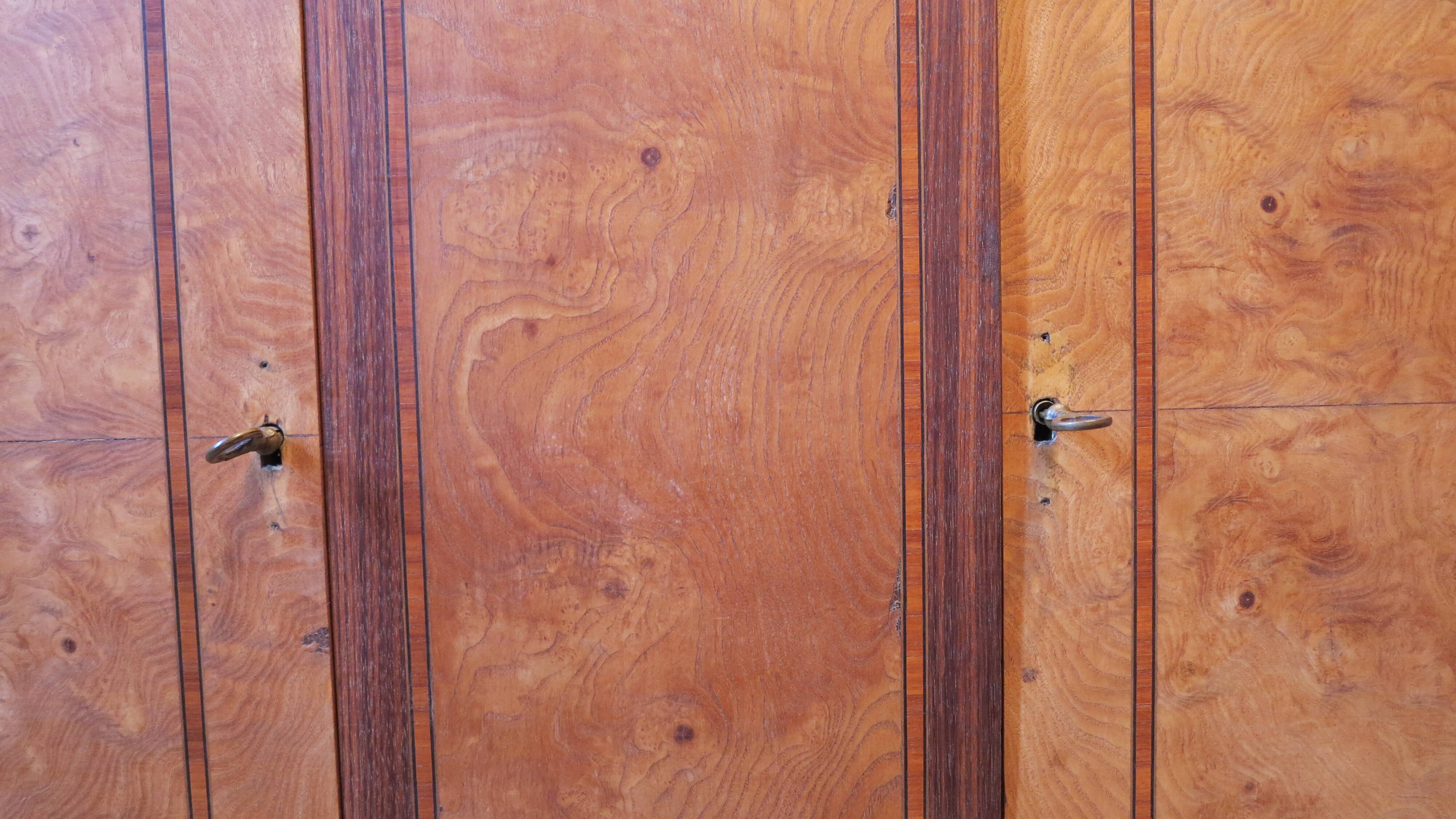 1925 sideboard with two doors, two drawers and beveled mirror, marble top