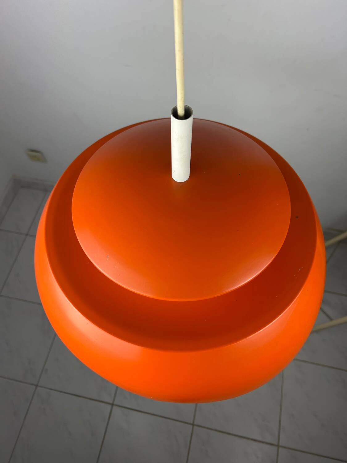 Vintage pendant Temde Leuchten orange metal