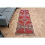 1970s Turkish Oushak Handmade Wool Cotton Red Runner Rug 83x272