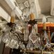 6-light chandelier with crystal pendants on bronze frame, Louis XV style