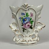 Vase of Bride porcelain XIXth Old Paris painted hand decoration flowers and gilding.
