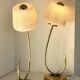 Pair of Art Deco lamps in brass and etched glass
