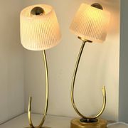 Pair of Art Deco lamps in brass and etched glass