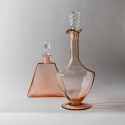 Set of 2 vintage Murano glass carafes from the 1940s, Rosalin glass with stoppers.