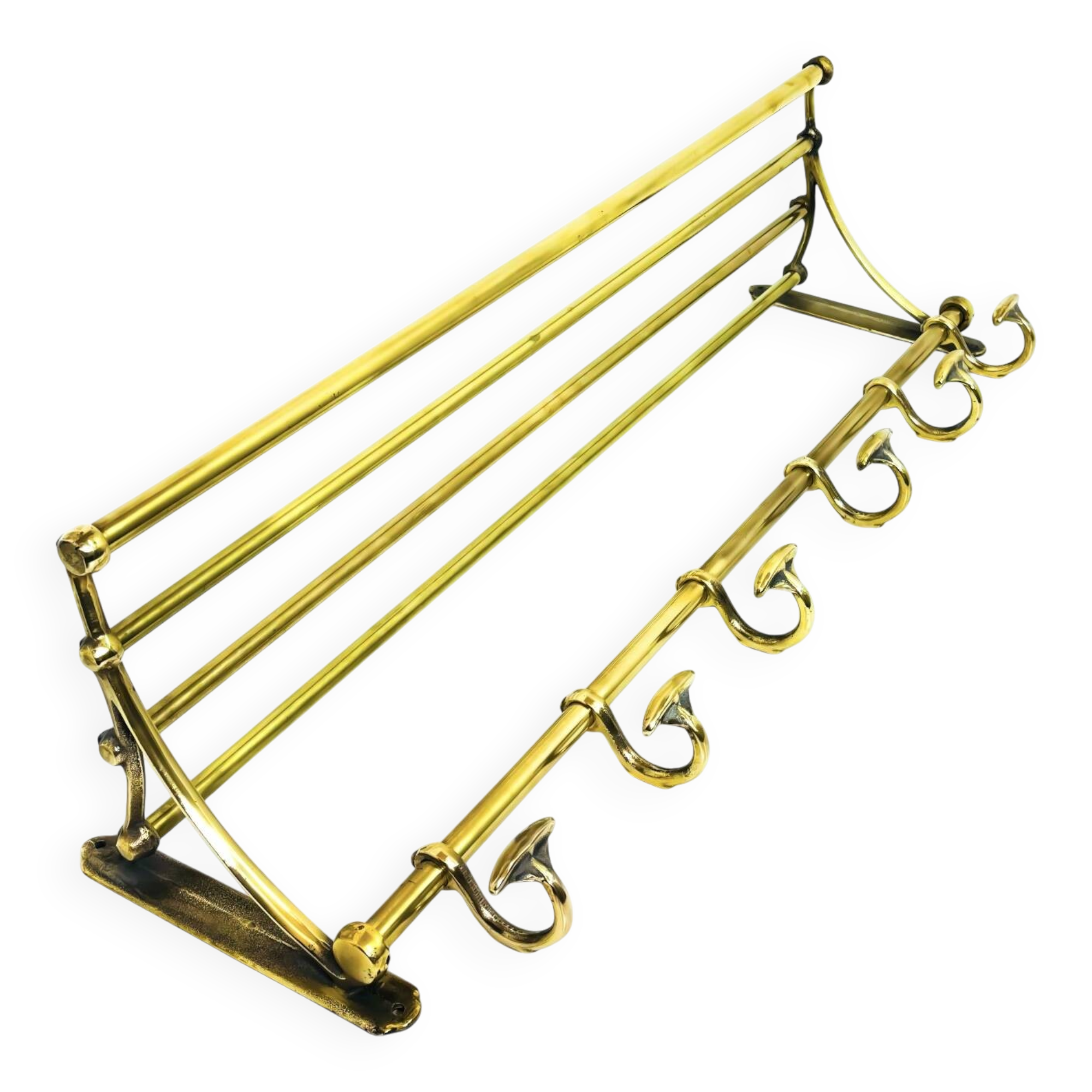 Vintage brass coat rack