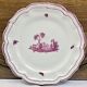 Ancien plat rond Gien modèle Paysages roses 1938 1960