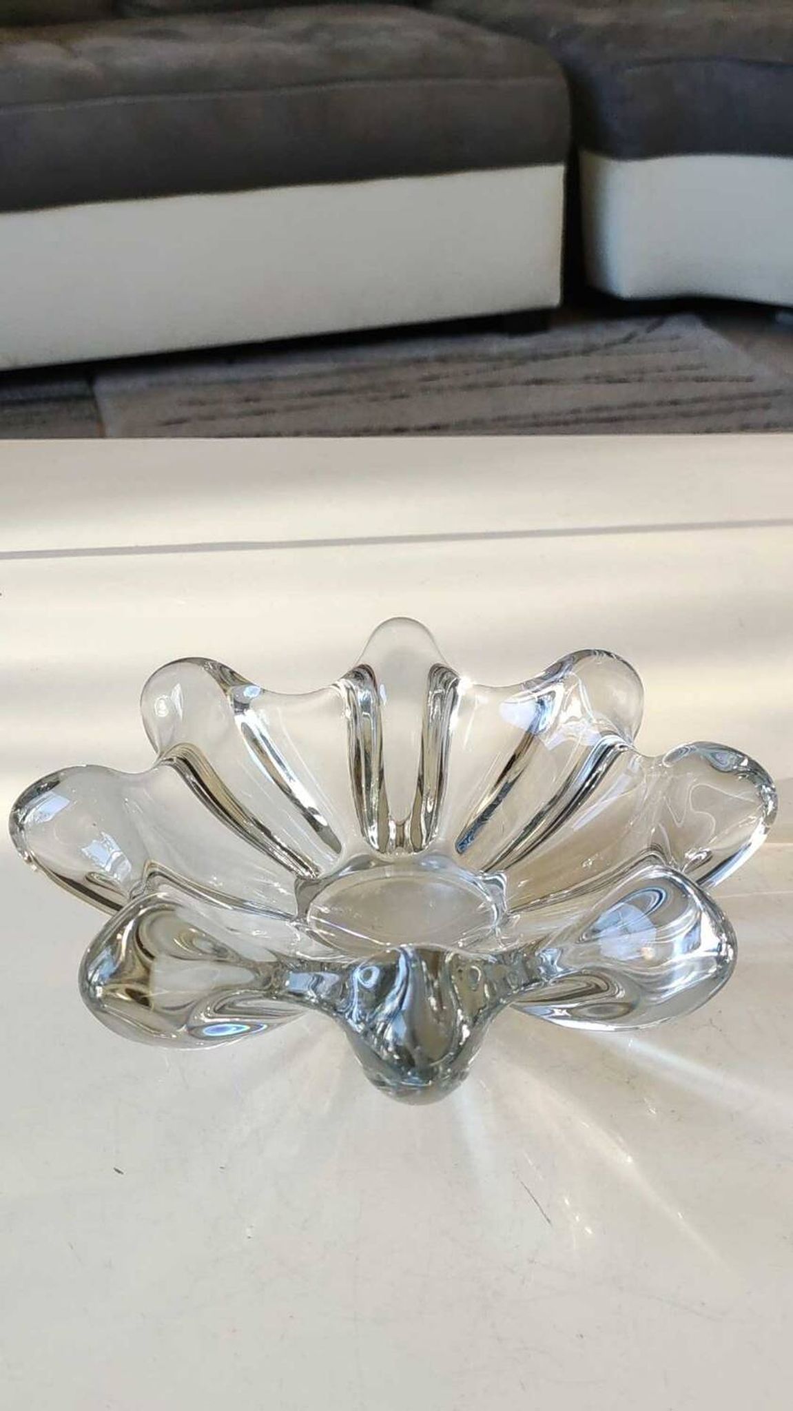 Large pocket organic floral shape/Corolla/Starry. Art Vannes France unsigned. Crystal.