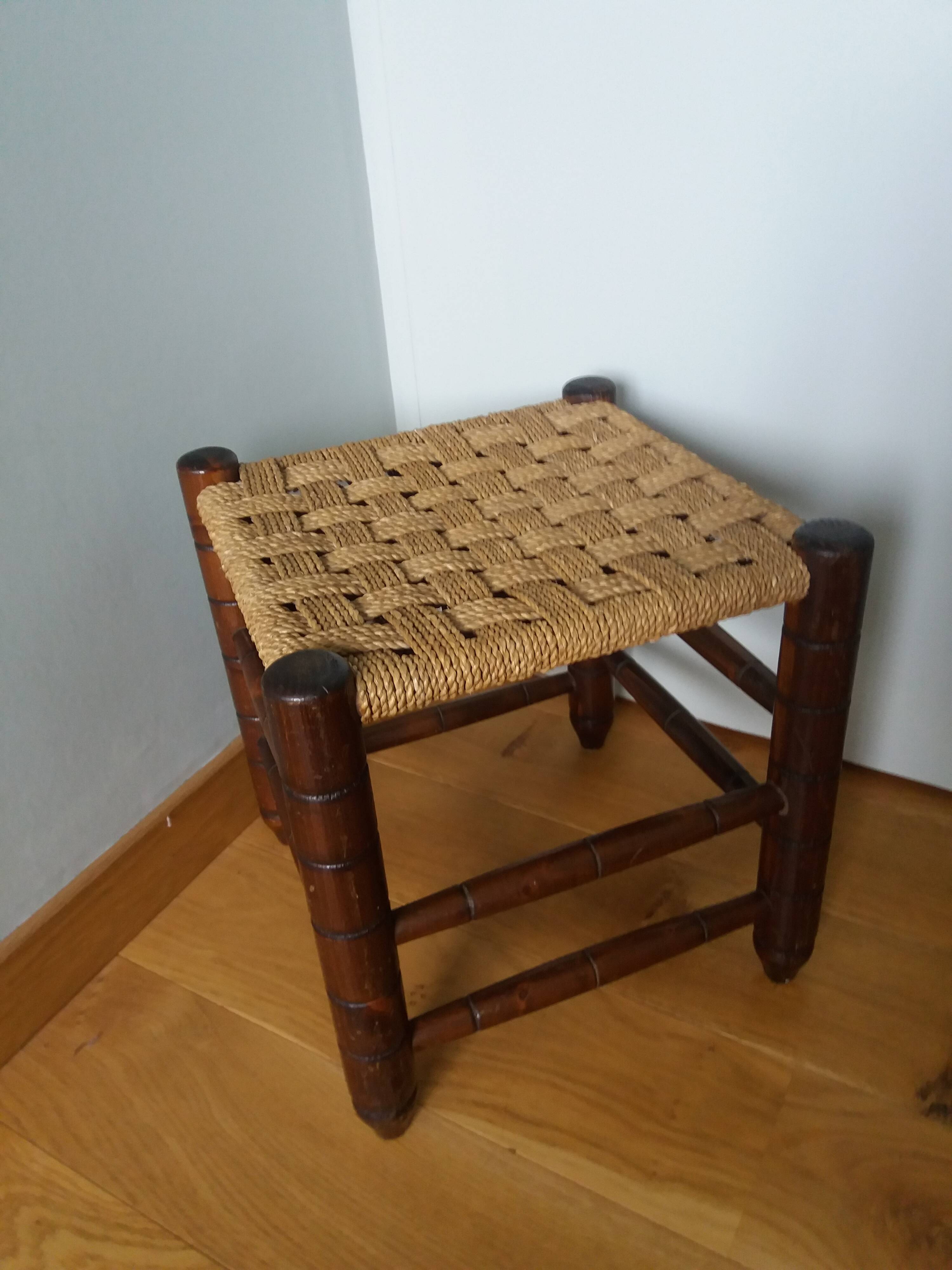 Wooden and rope stool