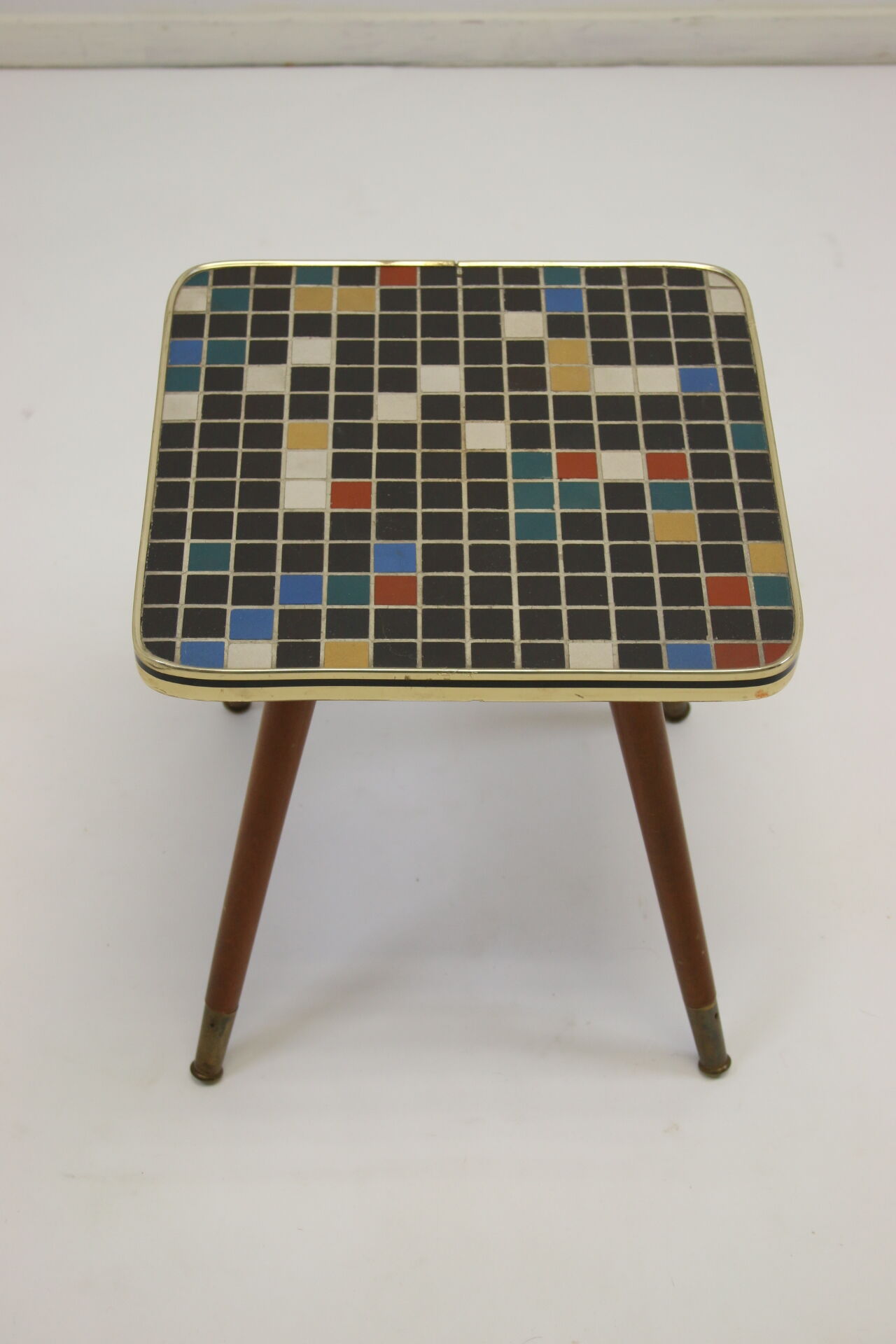 Vintage side table with mosaic tile top 4 sides