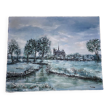 Beau Tableau à l'huile sur toile 41 x 33 cm