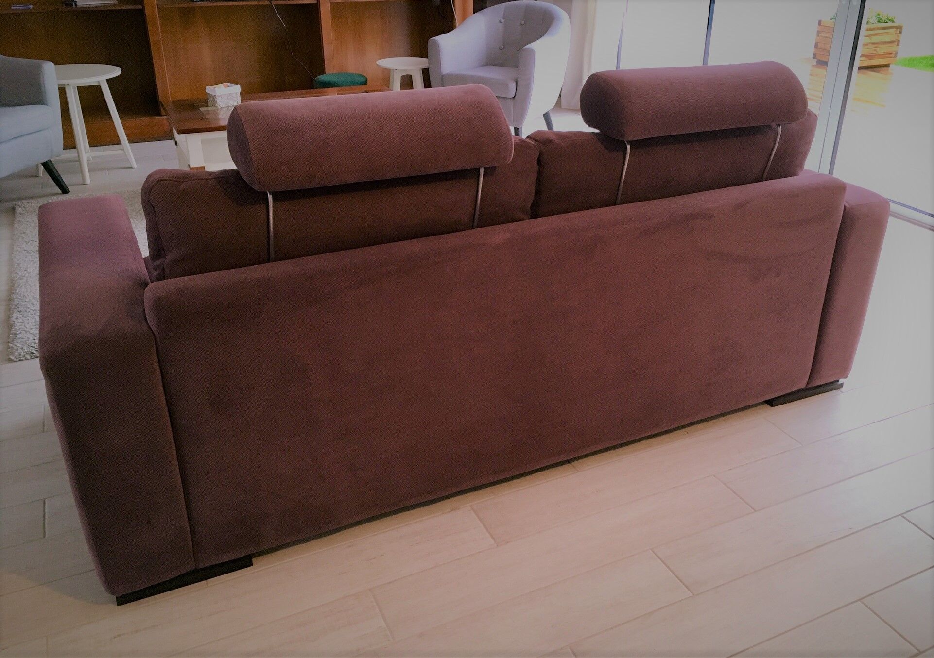 Canapé 3 places en velours "prune" Fabrice Mobilier