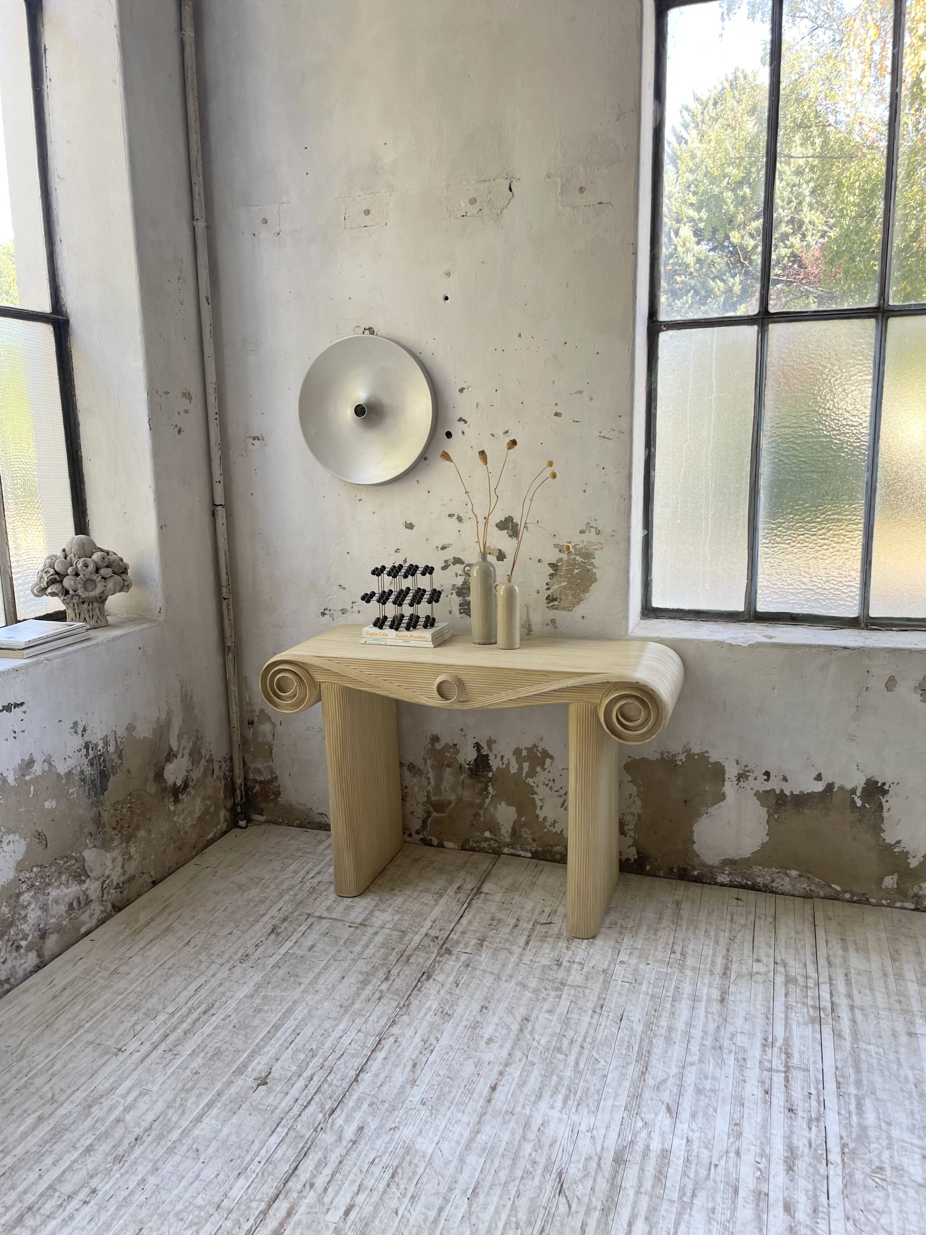 70s console in tropicalist rattan