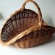Grand panier à bois de cheminée tressé en osier massif fait main, vintage des années 80