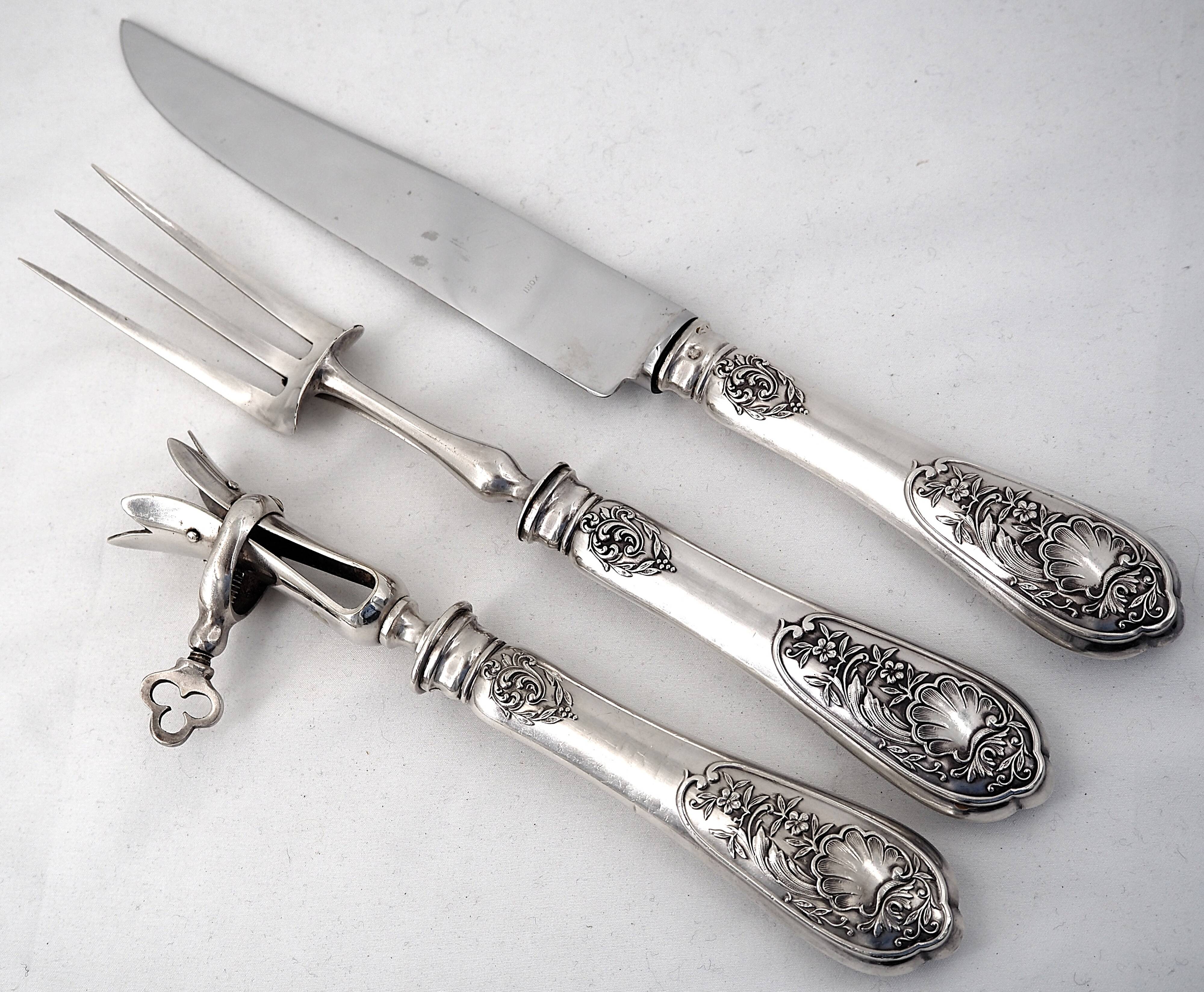 Boulenger silver, set of 5 serving pieces, salad service, carving set.