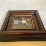 Small painting bouquet of flowers oil on panel signed