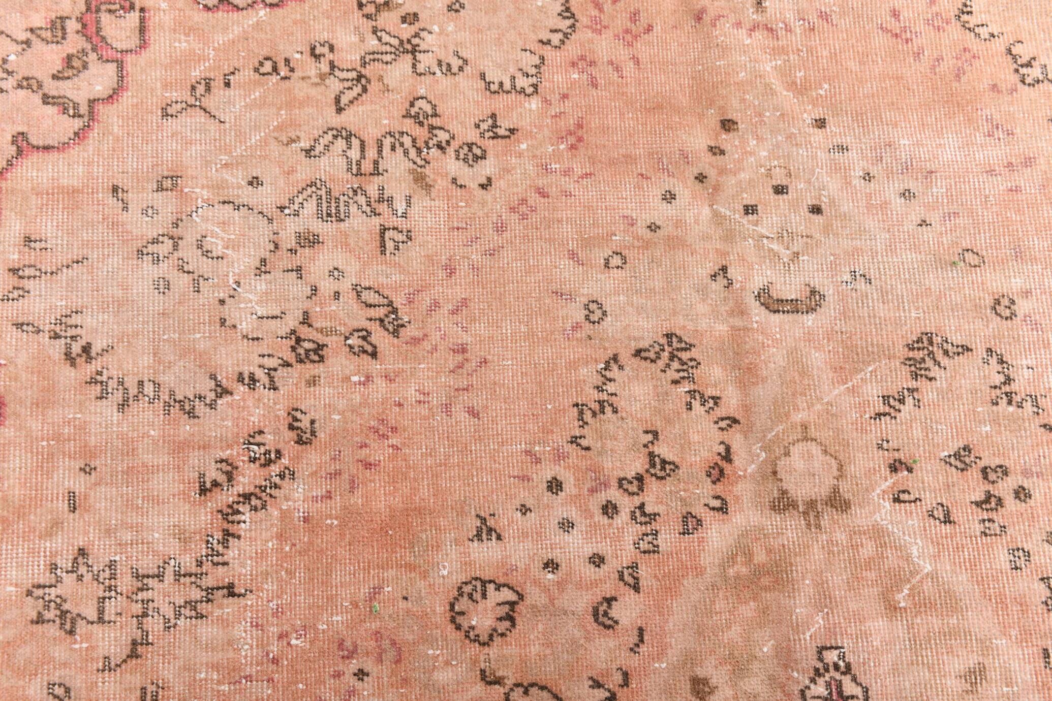 7x10 Dusty Pink Vintage Persian Rug, 199x303 Cm