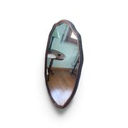 Large 1970s Italian Wall Mirror Wooden Frame Scudo Shape