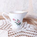 Pot à lait Luneville KG France, décor roses rose