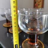 Set of 6 amber stemmed glasses