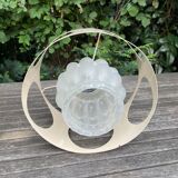 Suspension in bubbled frosted glass with its openwork entourage 70s