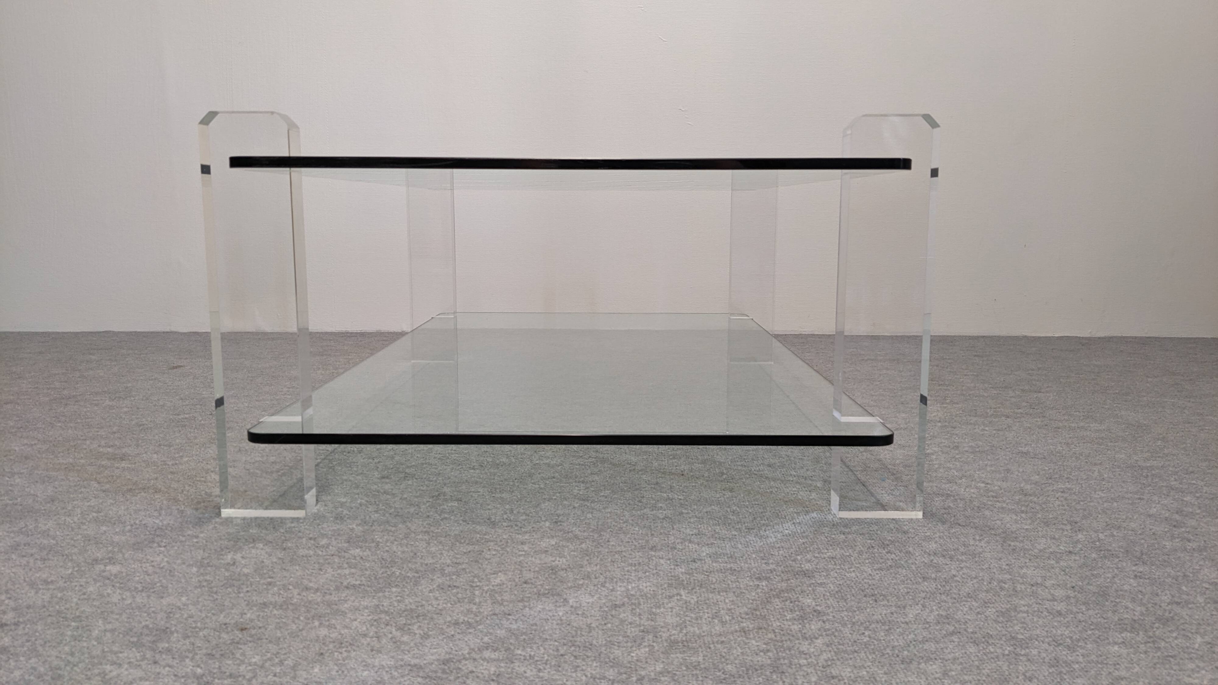 Glass and lucite coffee table by Karl Springer, USA circa 1980.