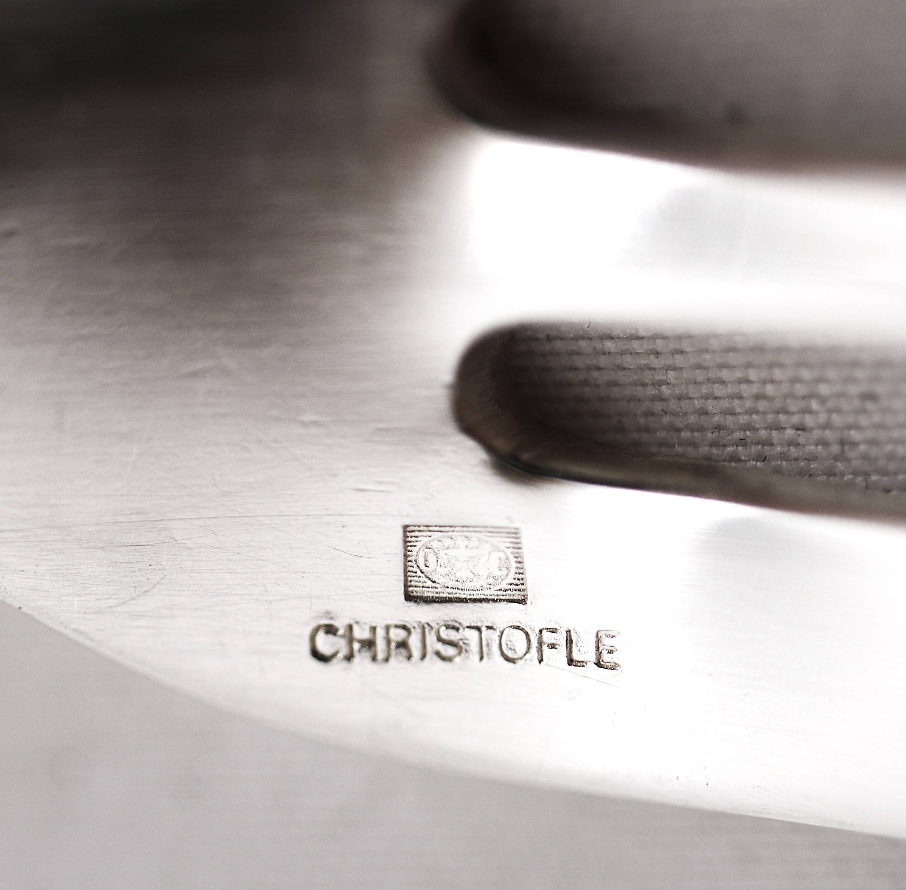 Christofle Spatours, 12 cake forks, silver-plated, excellent condition.