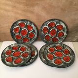 6 assiettes à huîtres des années 50/60