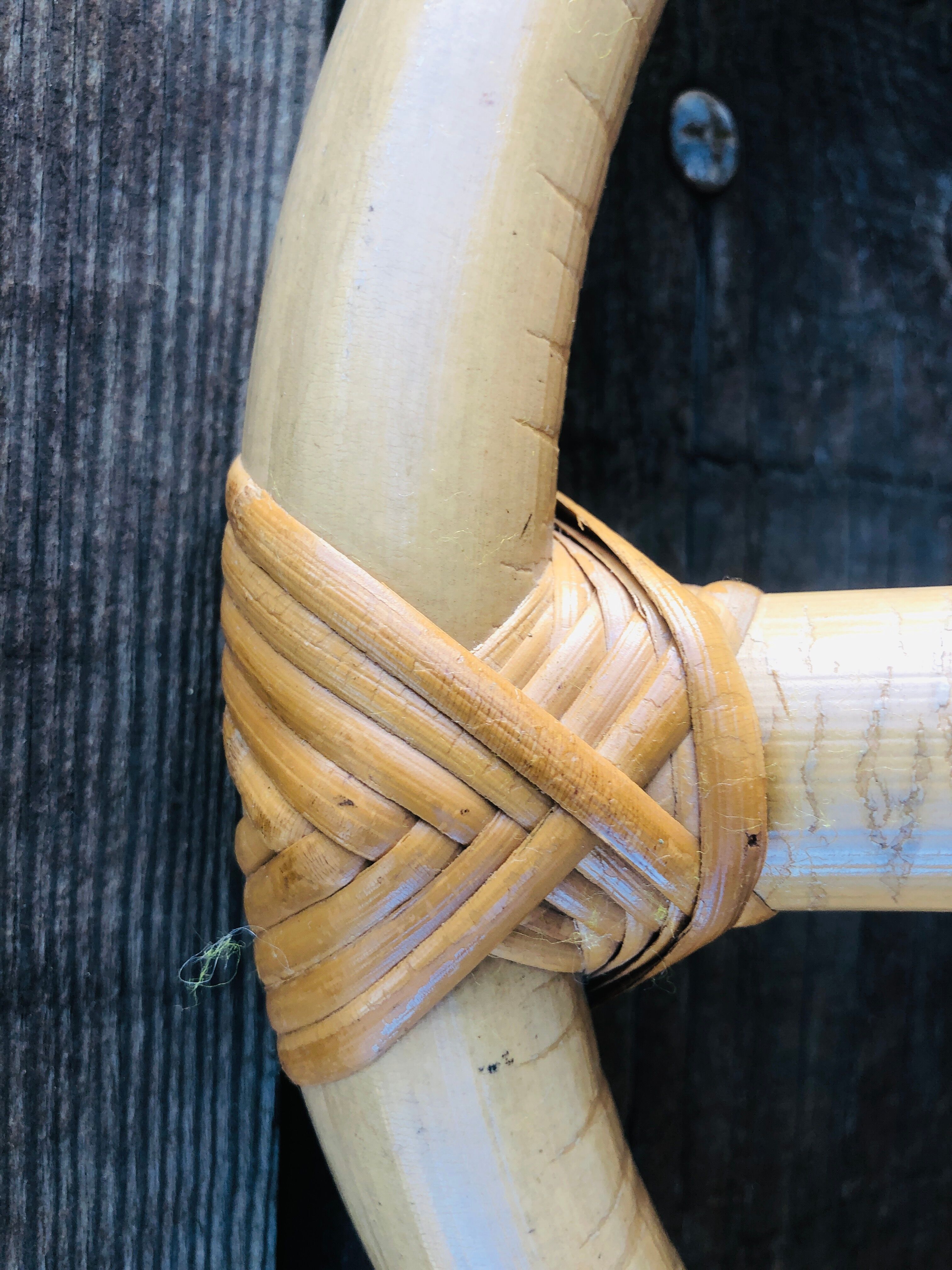 Vintage coffee table in light wood and bamboo, circa 60