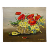Bouquet of Poppies in a basket