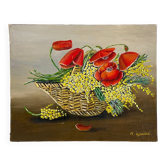 Bouquet of Poppies in a basket