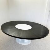 Large vintage macassar marble and ebony dining table
