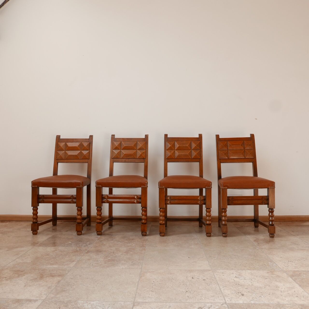 Set of four french deco dining chairs