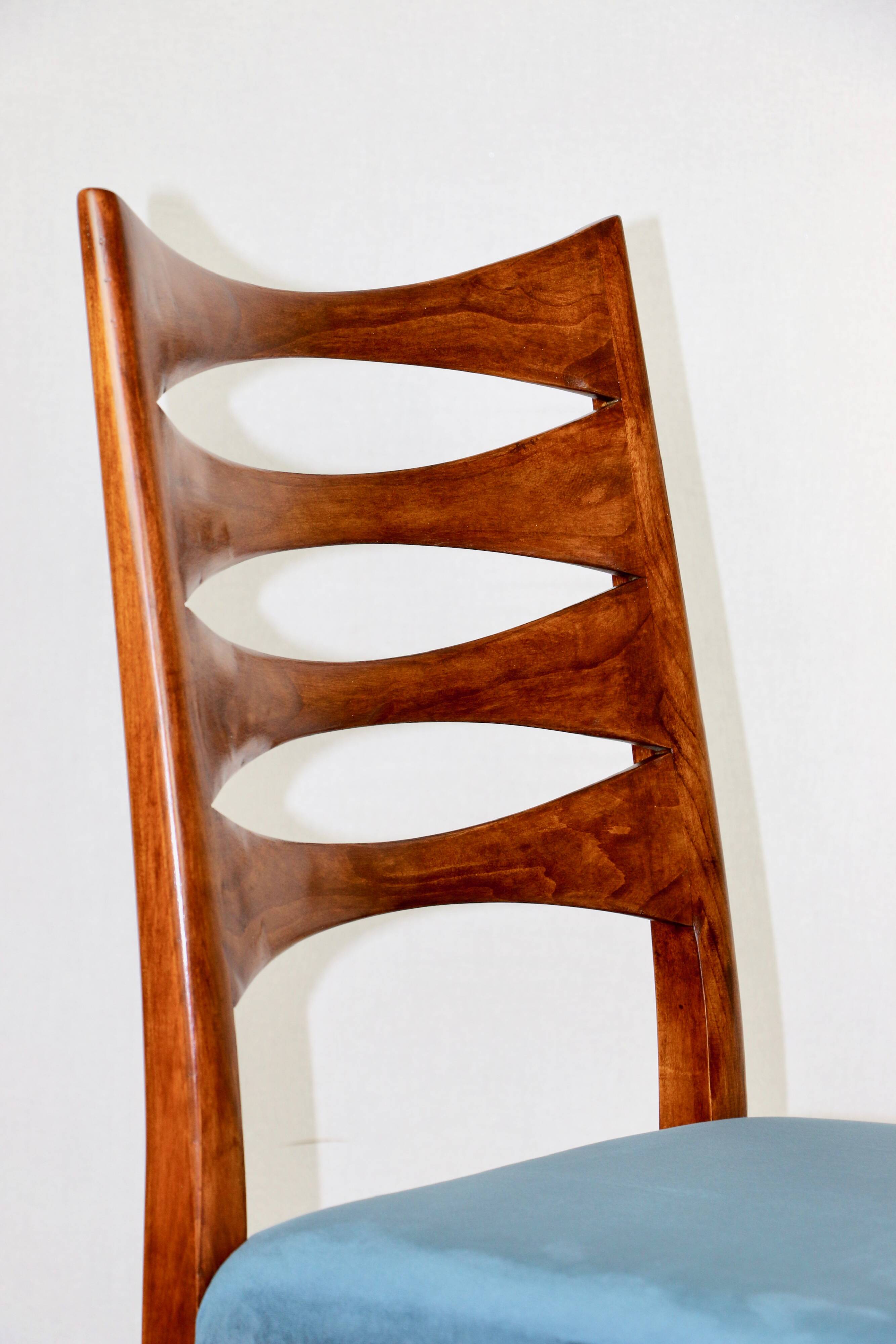 Danish vintage chairs blue turquoise vintage - set of 4 - great set
