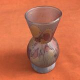 Piedouche vase Glass paste shades of lilac and yellow on a blue background
