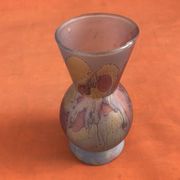 Piedouche vase Glass paste shades of lilac and yellow on a blue background