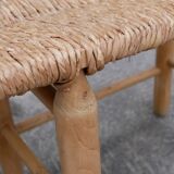 Wood and straw vintage bench