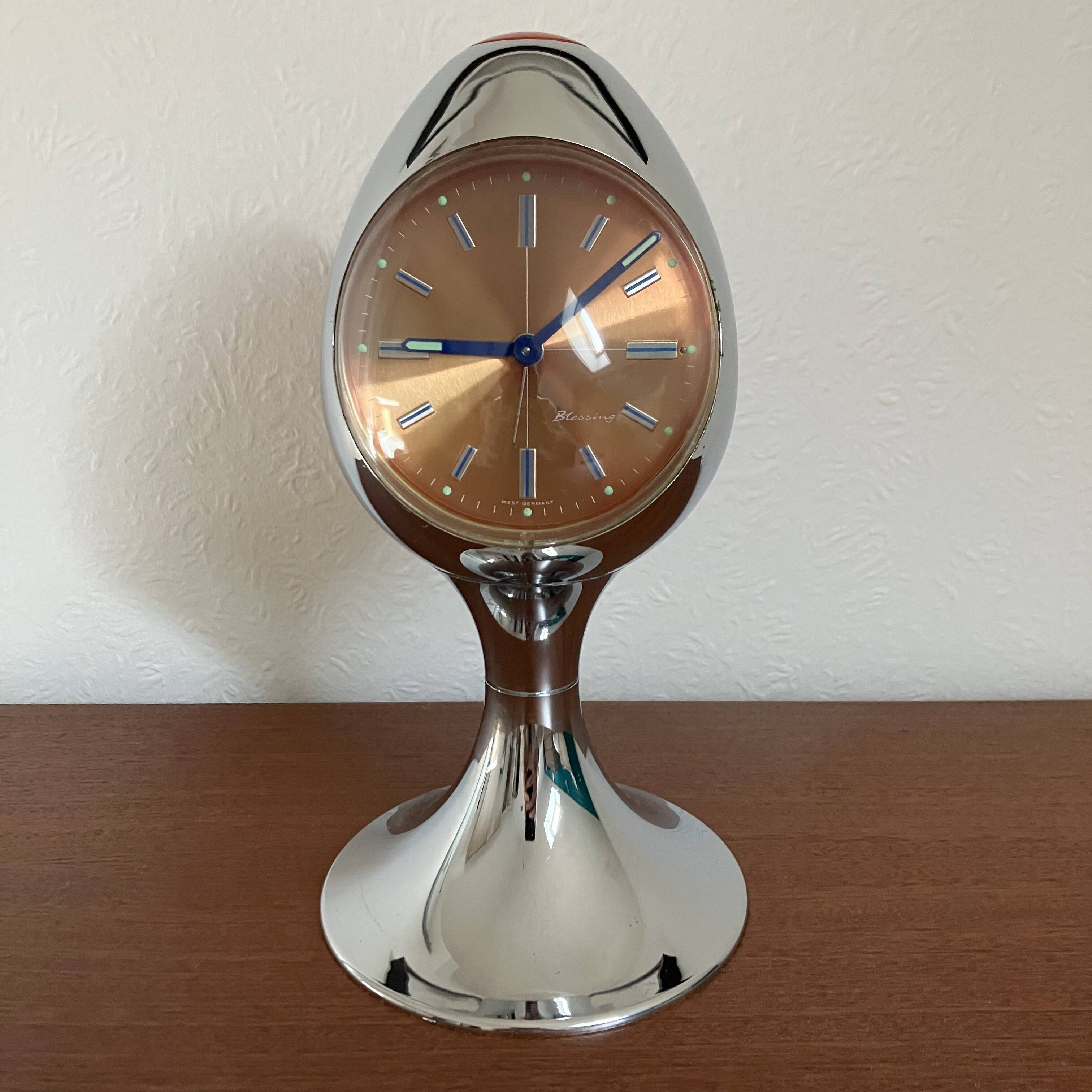 Space Age Blessing West Germany chrome and red alarm clock